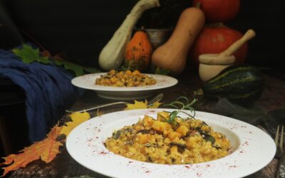 Dyniowa rozkosz, czyli risotto z dynią piżmową, mascarpone, pestkami dyni i olejem z pestek dyni